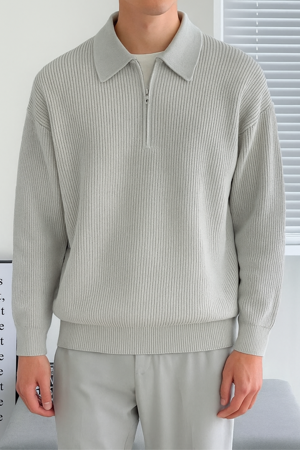 Zip Sweater Light Gray