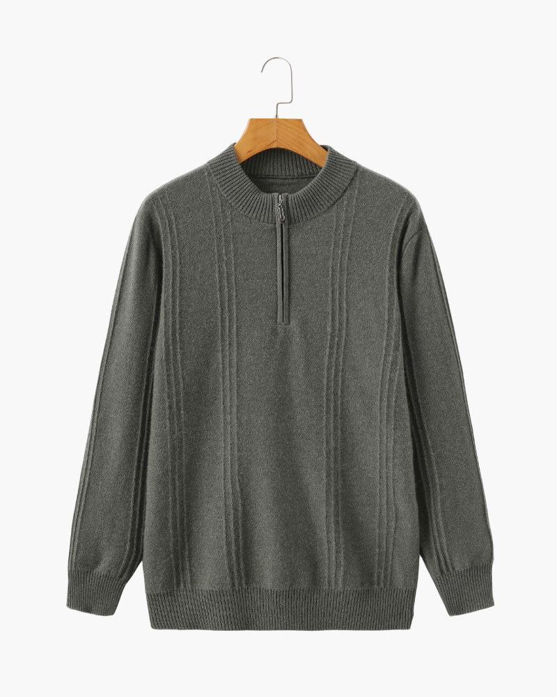 100% Cashmere Mezza zip a coste
