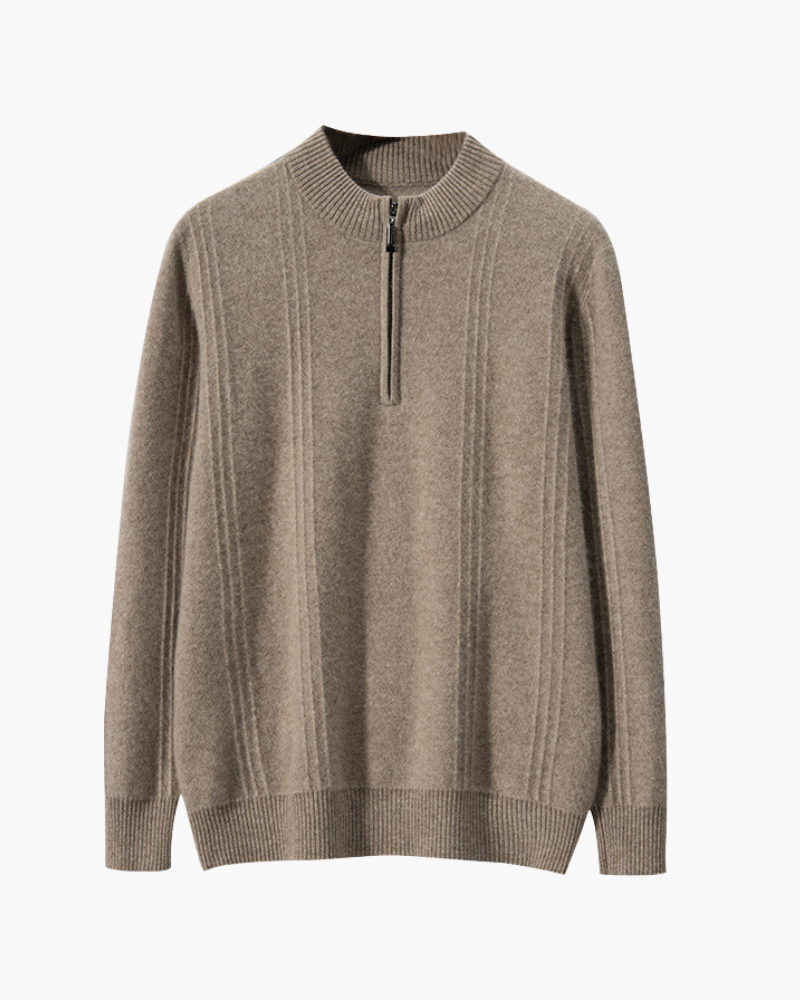 100% Cashmere Mezza zip a coste