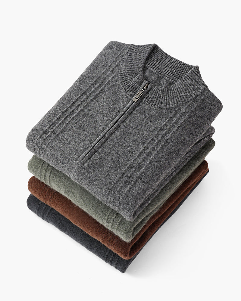 100% Cashmere Mezza zip a coste