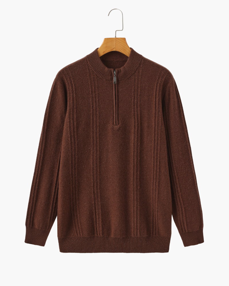 100% Cashmere Mezza zip a coste