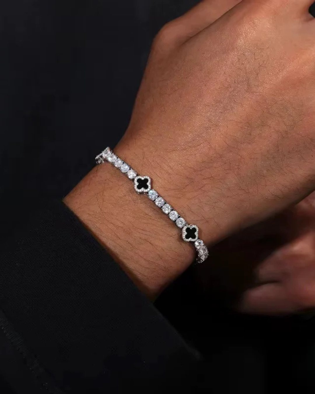 Bracciale tennis con trifoglio per uomo