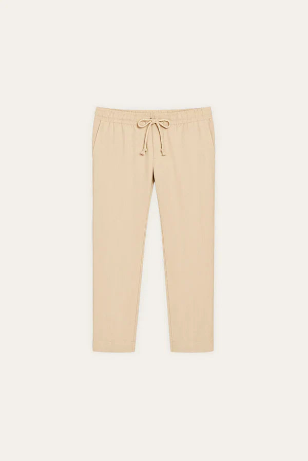 Pantaloni in lino color avena