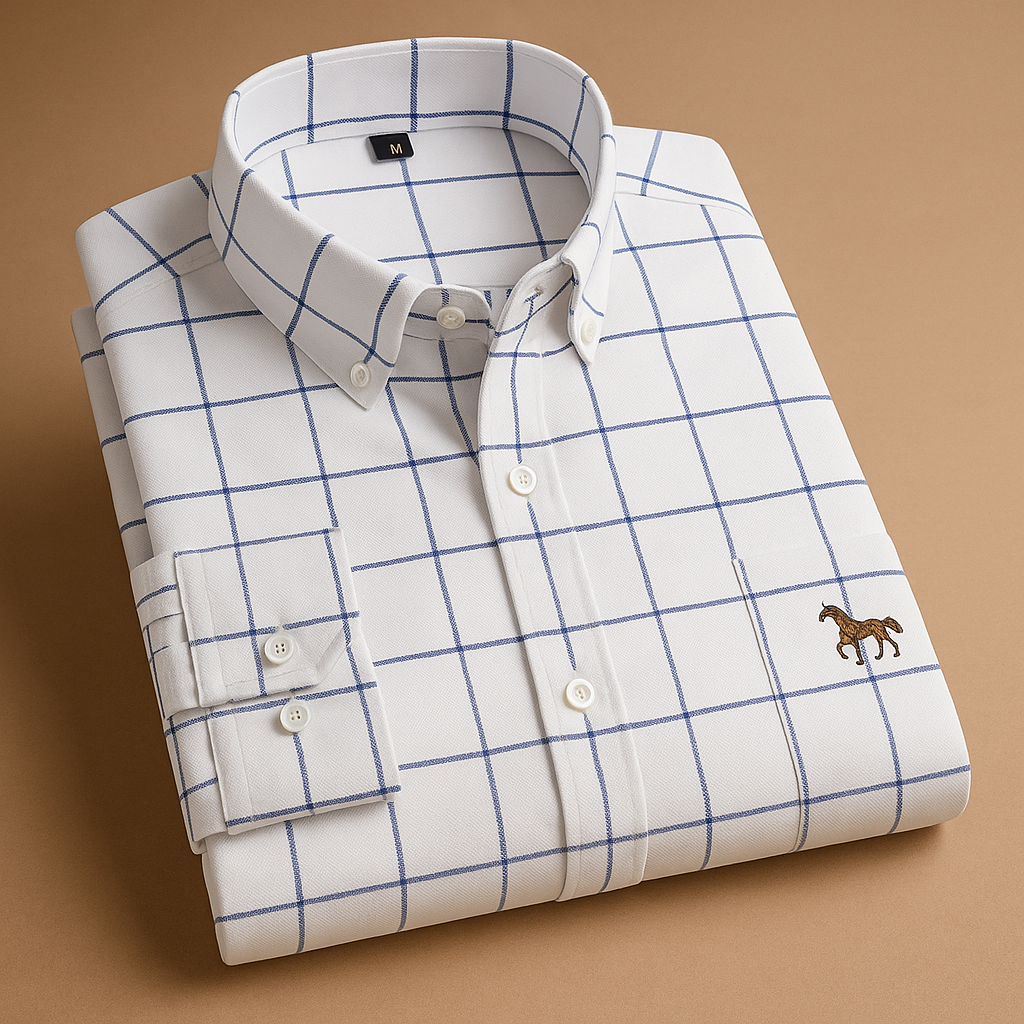 Catoenen overhemd met antikreuk design voor heren | Bram