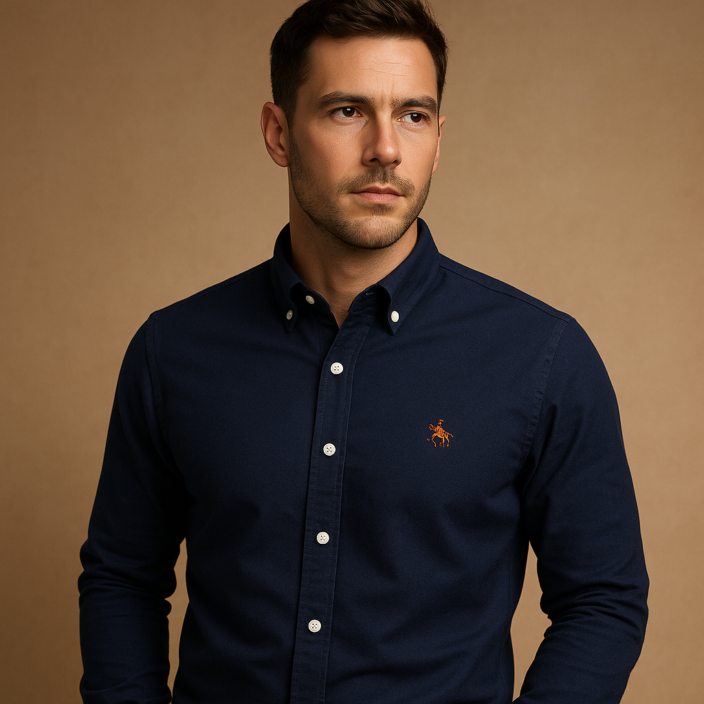 Catoenen overhemd met antikreuk design voor heren | Bram