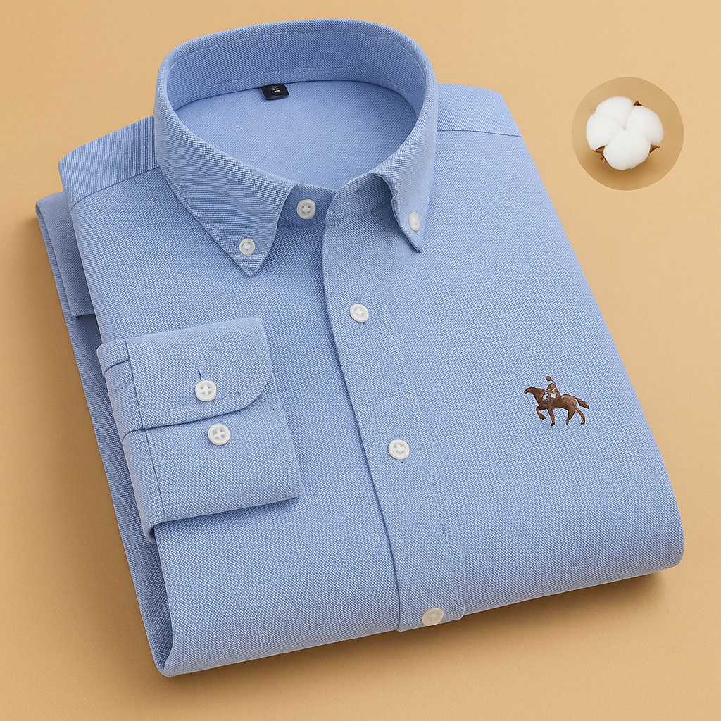 Catoenen overhemd met antikreuk design voor heren | Bram