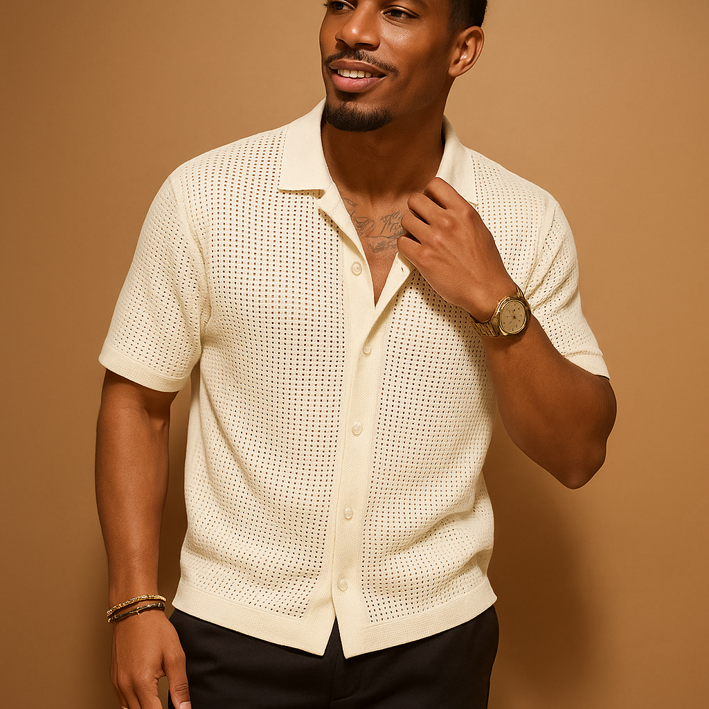 Zomeroverhemd di prestigio in beige con maglie corte per le donne | Mauro