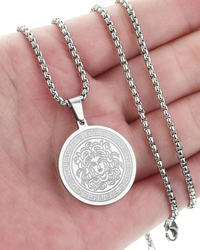 Corrente longa Medusa (ouro e prata)