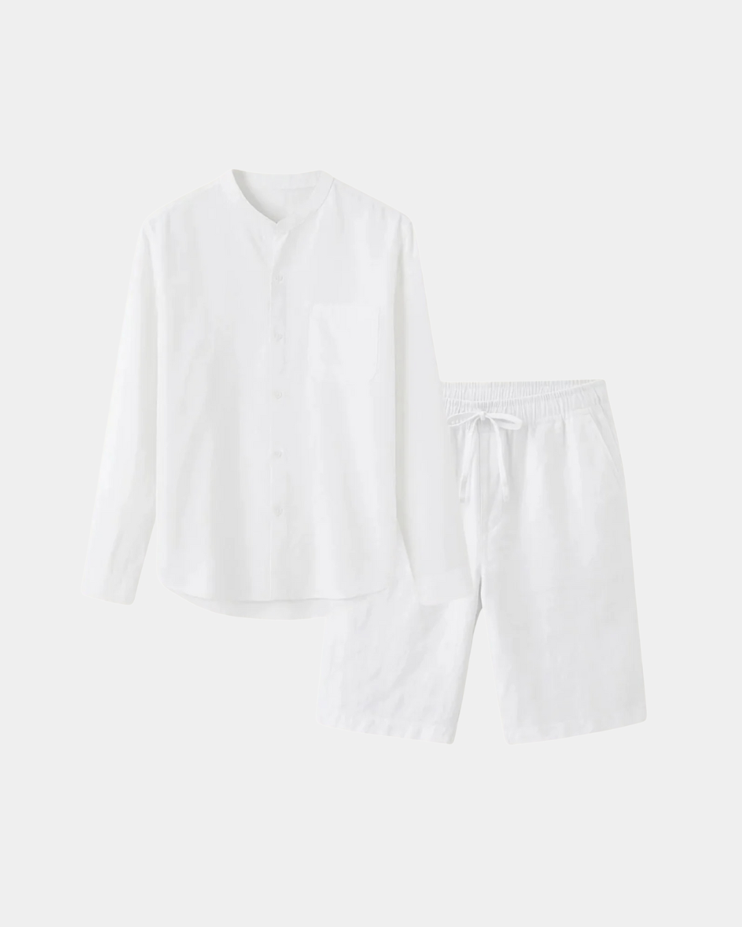 Conjunto de camisa com gola Resort em linho premium - Branco