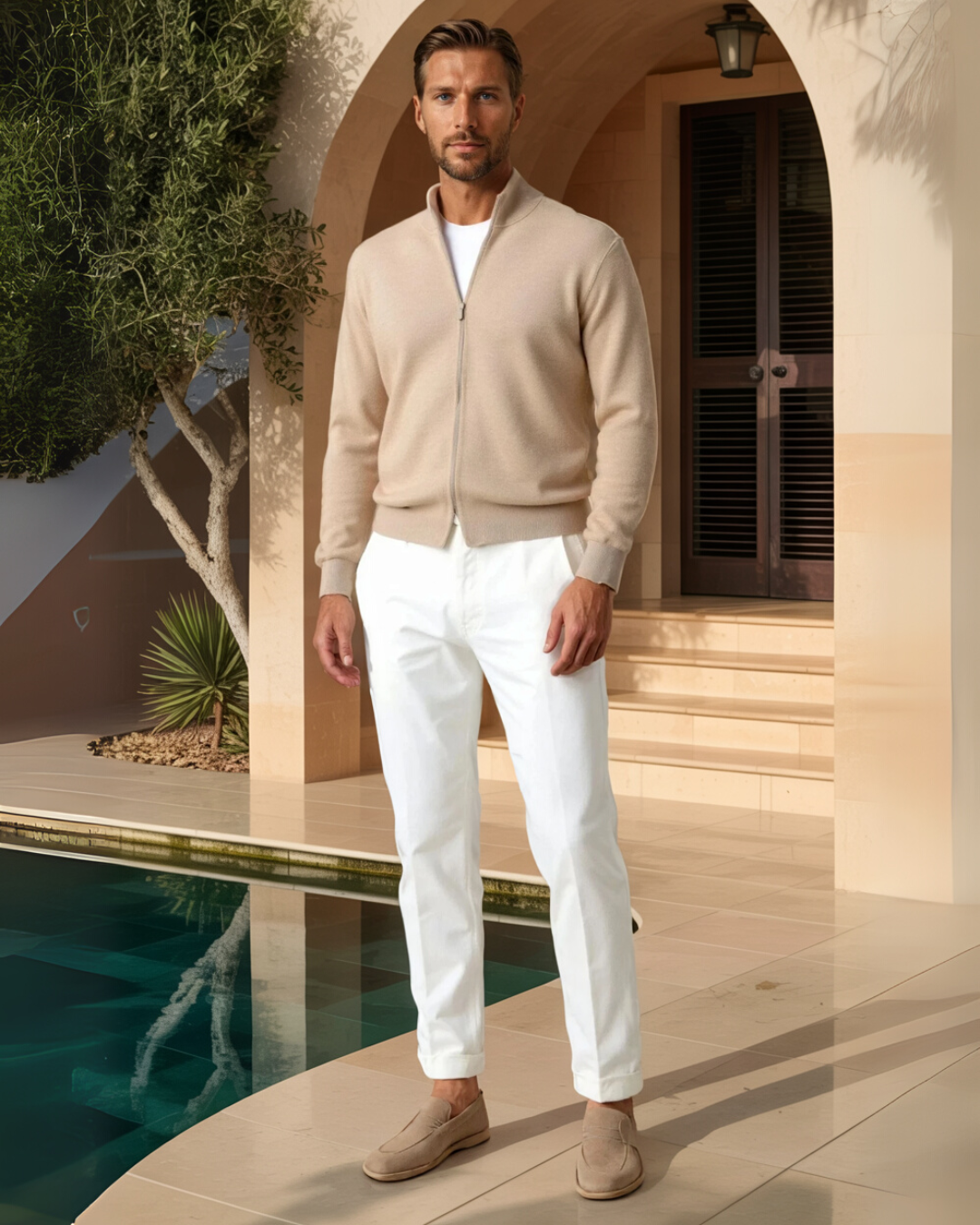 Calças Chino com tornozelo de corte regular e ajustadas à medida - Branco
