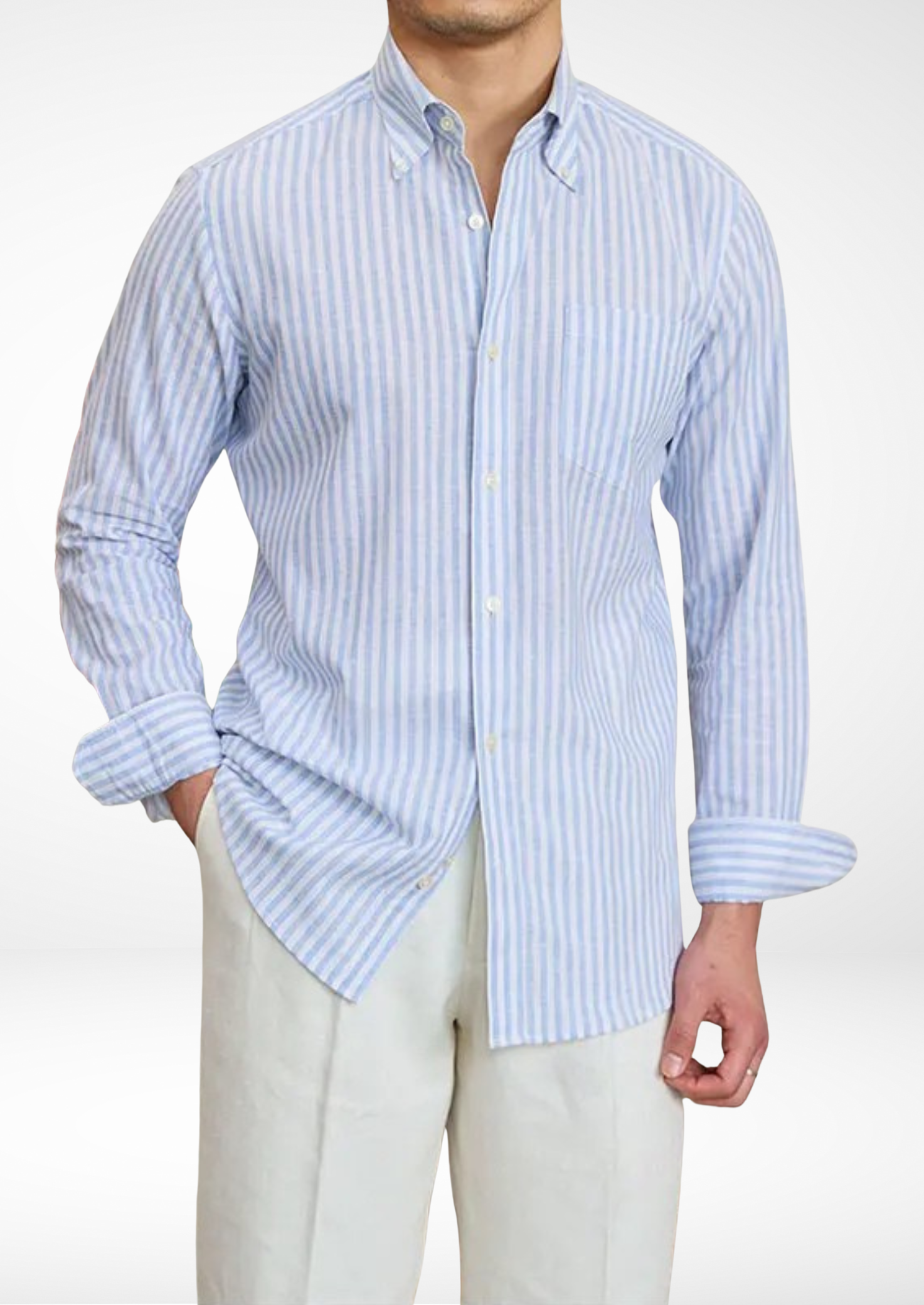 CAMISOLA COM RISCAS PARA A MARINHA PORTOFINO - Azul claro