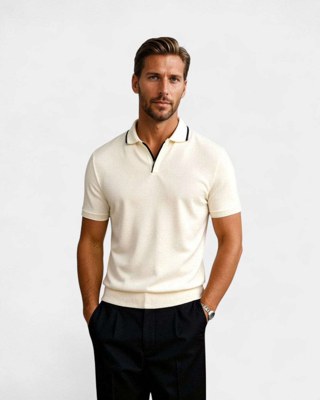 Polo com contraste Old Money - Bege