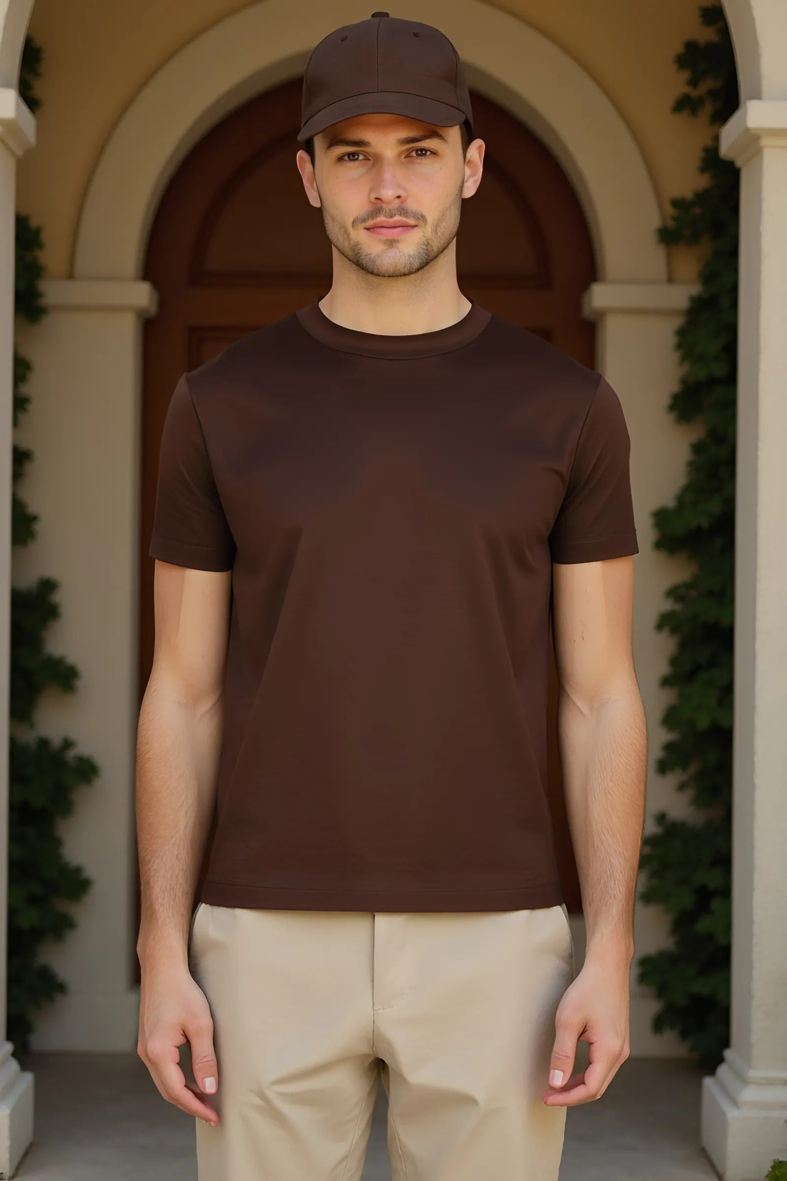 T-shirt mercerizada castanha Sable