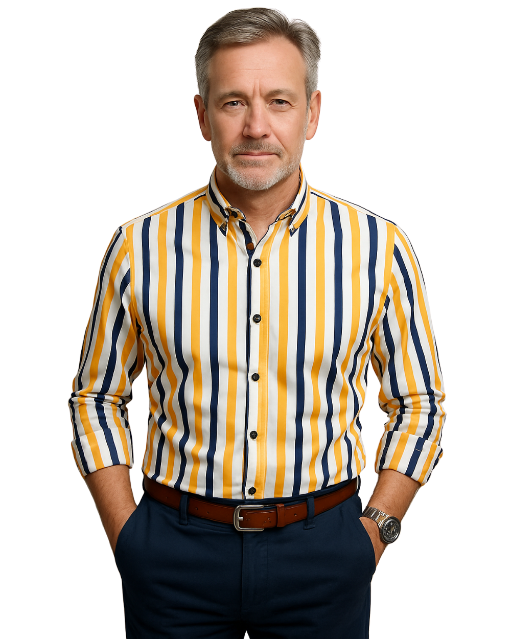 Klyne - Camisa casual às riscas para homem